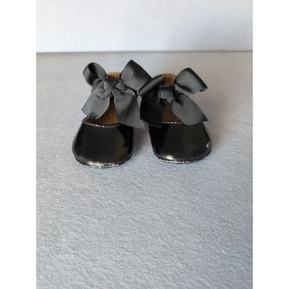 Girls Black Patent Leather Dress‎ Shoes w/ Bows Toddler Party Special Occasion